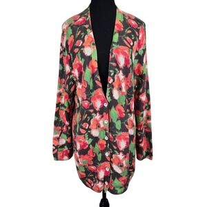 J Jill Womens Cardigan Size XL Fall Art Boho Floral Crochet Bohemian Cottagecore
